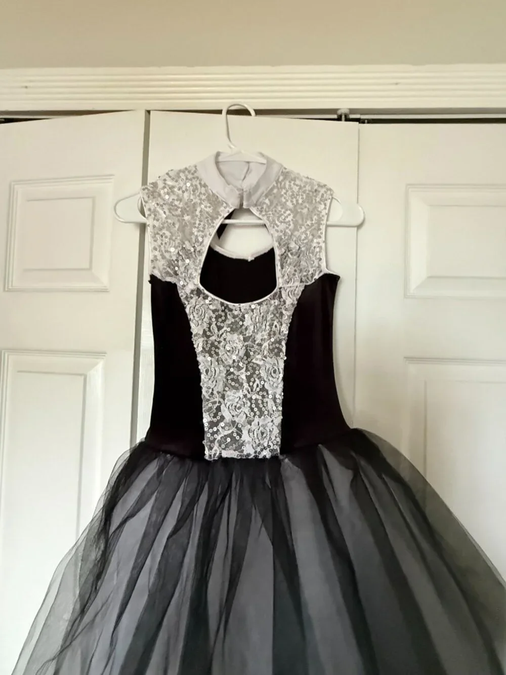 Weissmans black and silver sequin halter-style ballet costume